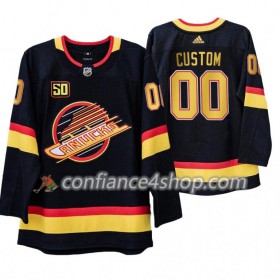 Adidas Maillot de Hockey Vancouver Canucks Personnaliser Flying Skate 50th Anniversary Adidas 2019-20 Noir Authentic - Homme